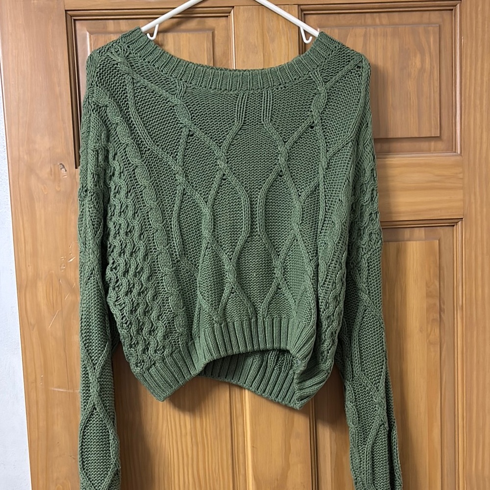 Green Cable Knit Sweater